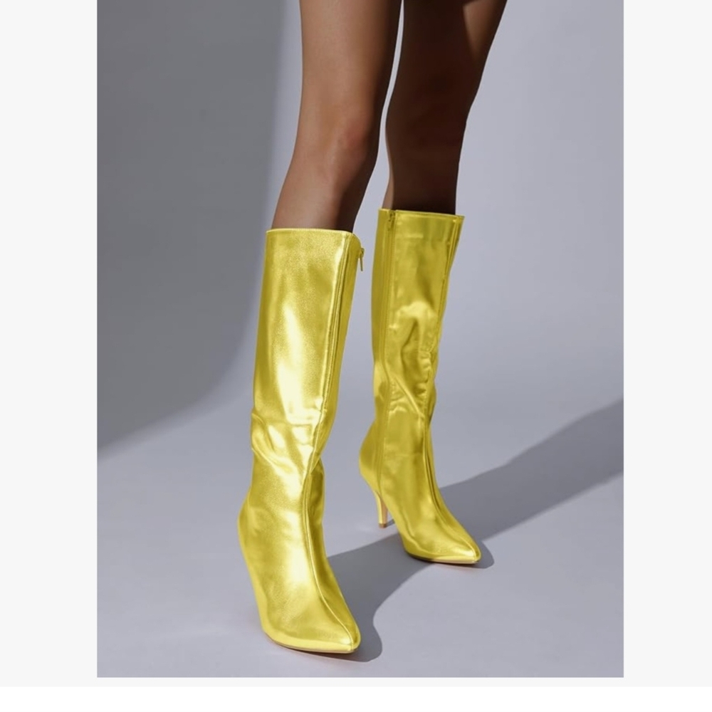 Chic Yellow Heeled Women's Boots
